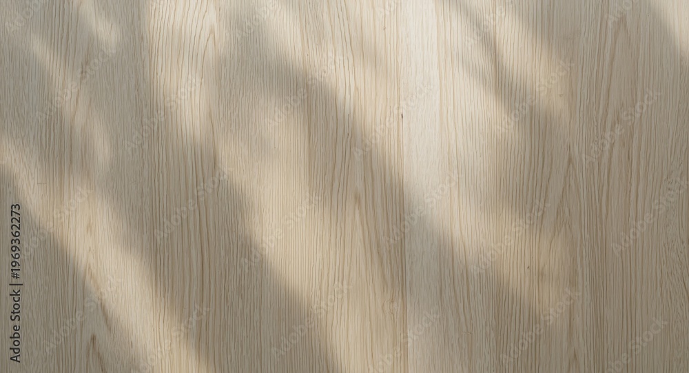Obraz premium Natural light wood grain background featuring subtle shadows and copy space