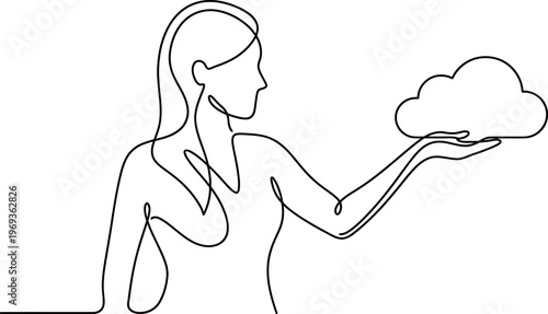 Technology and Data Storage Concept One Line Drawing