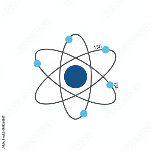 Abstract atomic model with central nucleus and orbiting electrons