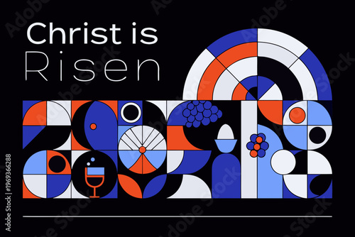 Christ is risen a geometric illustration celebrating easter and new life