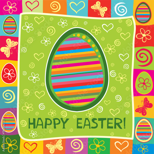 Greeting card. Greeting card with decorated Easter eggs Vector illustration