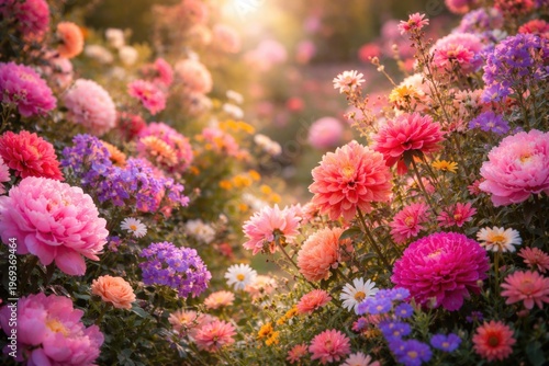 Vibrant blossoms in a charming floral backdrop