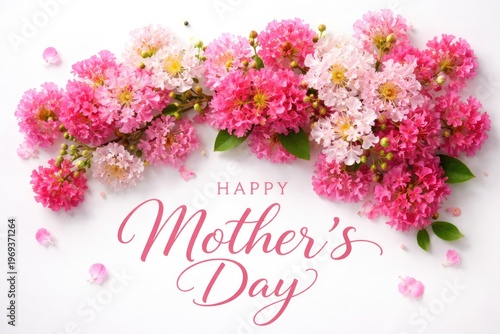 Vibrant crape myrtle flowers celebrating mothers day on a clean white background