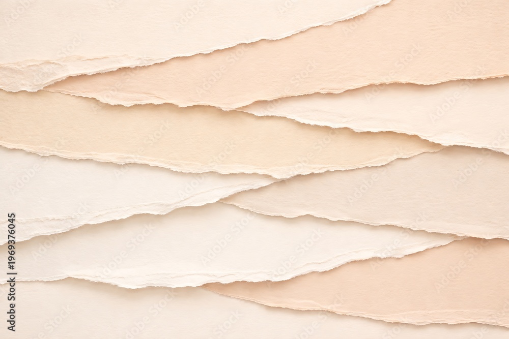 Fototapeta premium Exploring Torn Paper Layers in Soft Hues Abstract Art Studio Digital Content Calm Environment Aesthetic Viewpoint Creative Concept