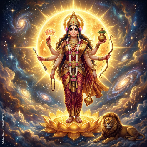 Powerful Goddess Durga with...