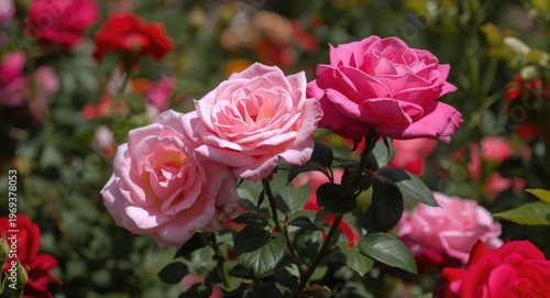 Stunning roses blooming in a vibrant garden