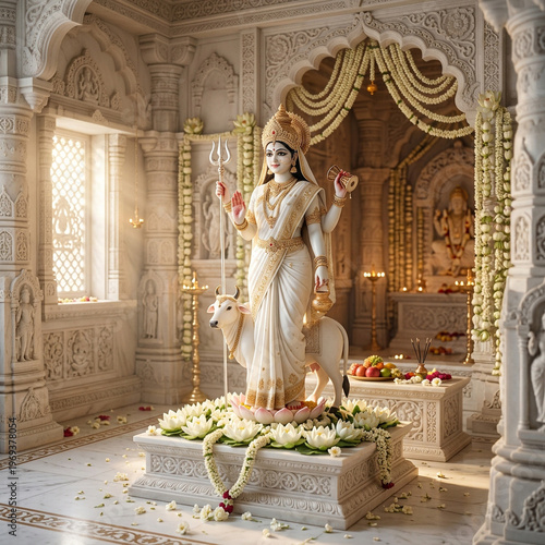 Elegant white marble statue...