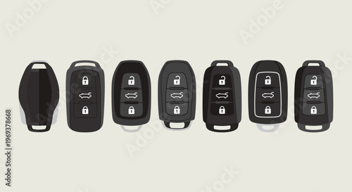 Car remote fob collection with black smart key devices