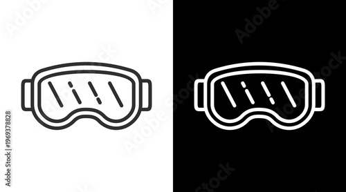 Goggles White Icon Set Vector 