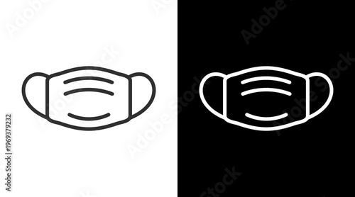 Mask White Icon Set Vector 