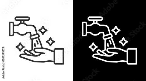 Hand Washing White Icon Set Vector 