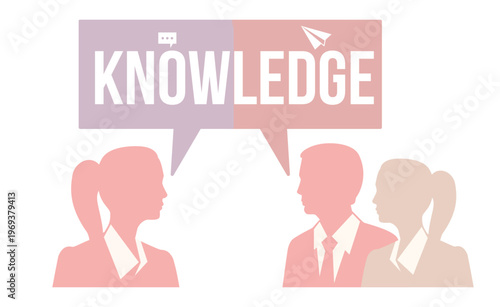 Business Communication & Knowledge Exchange Illustration – Team Discussion and Idea Sharing Concept
