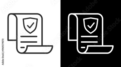 Policy White Icon Set Vector 