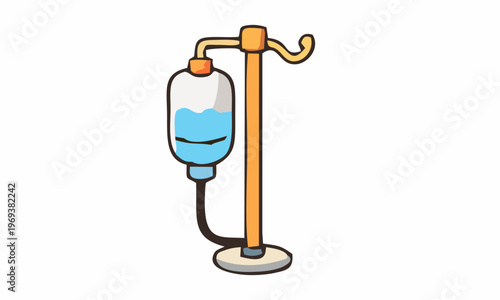 line art color of medical intravenous drip bag cartoon illustration