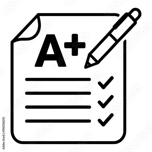 A Plus Grade Report Line Icon