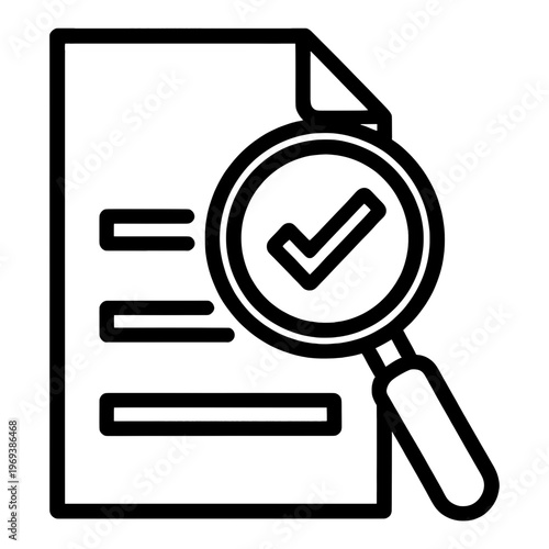 Checkmark Document under Magnifying Glass Vector Icon