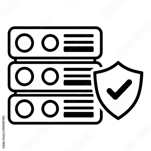 Secure Server Stack Line Icon