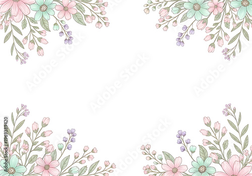 Elegant branches adorned with delicate blossoms in soft pastel hues