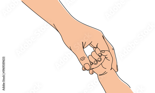 A loving hand gently holds the tiny fingers of a baby's hand, symbolizing care, protection, and the beautiful bond of family and new life