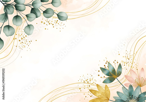 Delicate botanical splatter art with muted autumnal hues