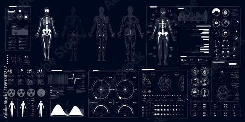 Anatomical scans displayed on a dark blue technology interface background