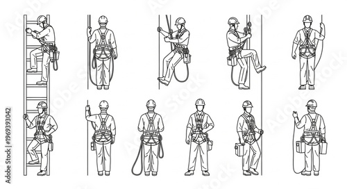 Collection of Construction Workers in Various Poses and Actions.