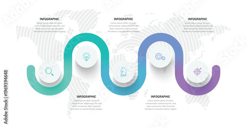 Modern 3D business infographics template. timeline with 5 steps, options. Business timeline with options for brochure, diagram, workflow, timeline, web design. Vector EPS 10