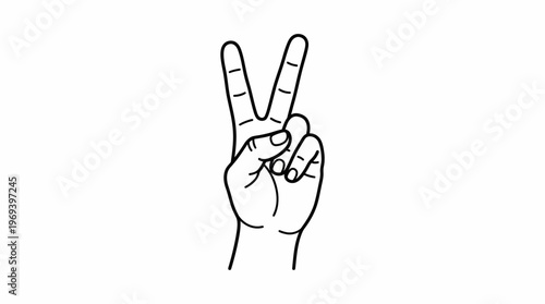   
"Peace Victory Hand Gesture Vector Illustration Black and White Line Drawing Symbol of Goodwill Freedom Culture Minimalist Graphic Design for Logos Artwork Elements"
