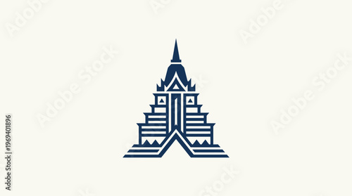 Minimalist Blue Temple Logo Design