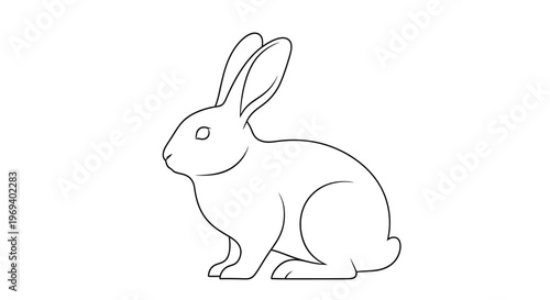 A cute and fluffy domestic bunny animal with long ears and soft brown fur is isolated as a vector illustration of a small young rabbit on a white background for Easter