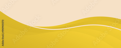 Summer-themed banner design with smooth overlapping waves in shades of yellow and gold on a beige backdrop.