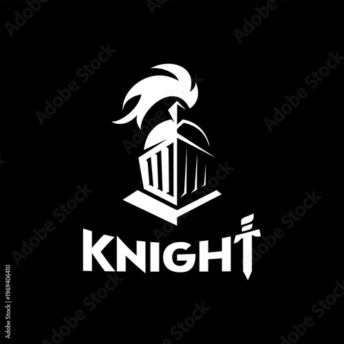 knight helmet logo icon design a simple line art style,  Knight mascot logo vector 