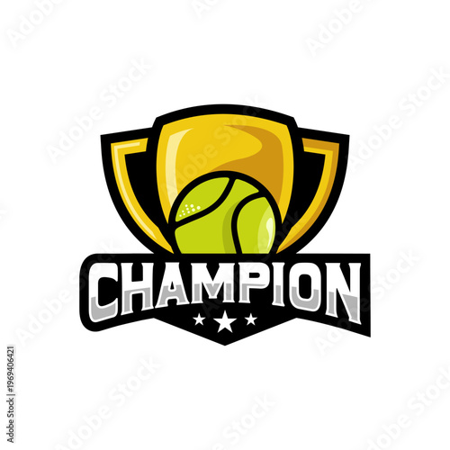 Sports trophy tennis  logo design,  championship logo design vector