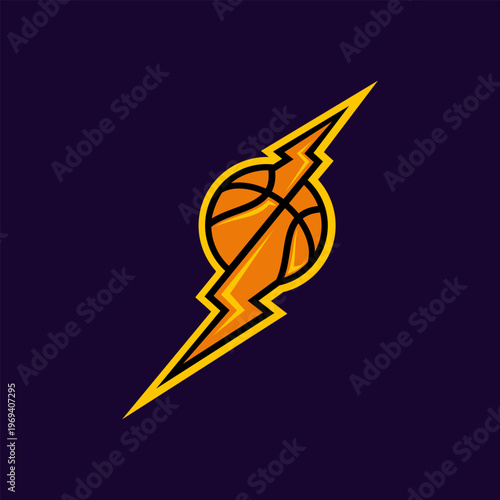 Basketball  Lightning Bolt Logo Design