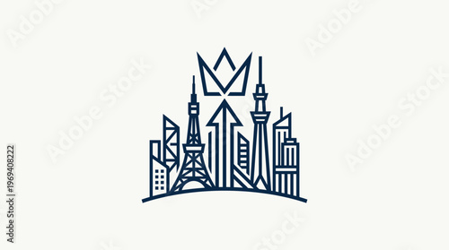 Tokyo Skyline with Crown Logo Design