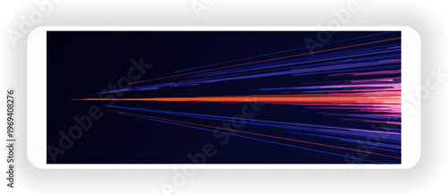 Abstract Neon Sunset Landscape Banner, Colorful Night Sky Horizon Background, Modern Digital Illustration