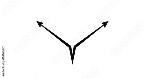 Two arrows pointing outwards from a central point, symbolizing divergence and choice.