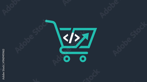 Online Shopping Cart with Code Symbol