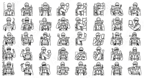 Collection of Diverse Robot and Cyborg Illustrations.