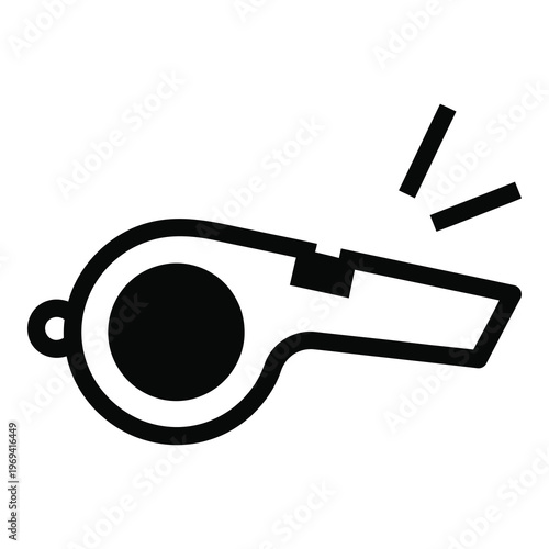 Referee whistle with sound waves coming out  sports official signaling stop icon