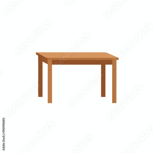 A simple brown wooden table with four legs and a flat rectangular top