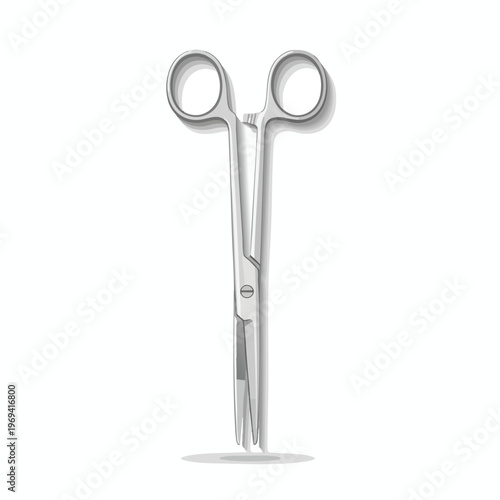 Surgical clamp forceps with finger rings and a central screw, casting a shadow