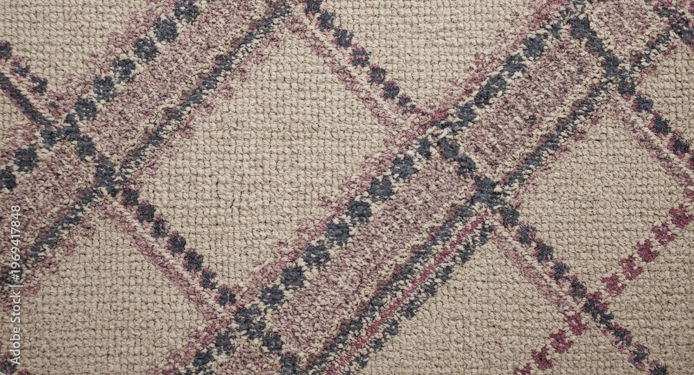 Fototapeta premium Stylish woven geometric rug texture including copy space for text