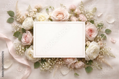 Elegant Floral Invitation Card Template Over Petals and Flowers