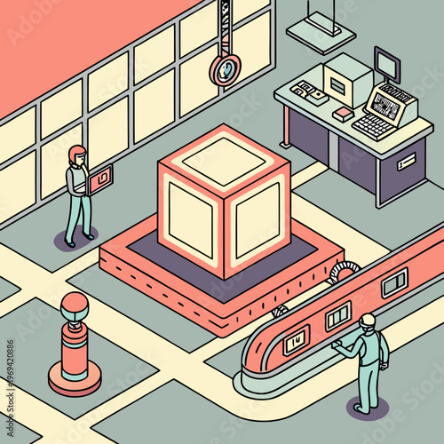 People working in a futuristic factory