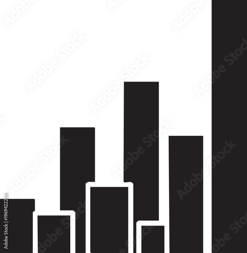 Black bar chart, graph bars, vector graphics, business statistics, data visualization