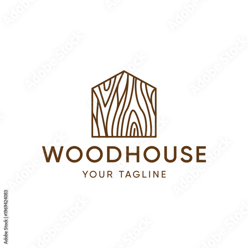 Wood House Logo design vector