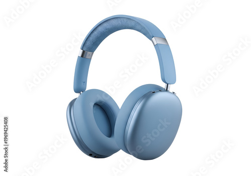 Blue Over-Ear Headphones - Premium Wireless Audio on white background , Isolated on Transparent Background, PNG, Generative AI 