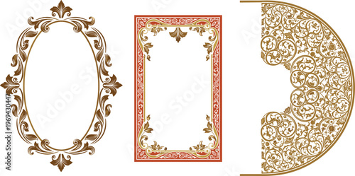 Ornate Decorative Frame Set with Vintage Design Elements for Invitations, Cards, and Wedding Themes