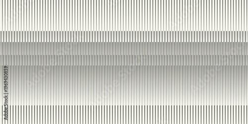 Optical illusion of wave-like motion created by vertical black lines of varying thickness. Abstract black-and-white design demonstrating visual perception and geometric distortion.